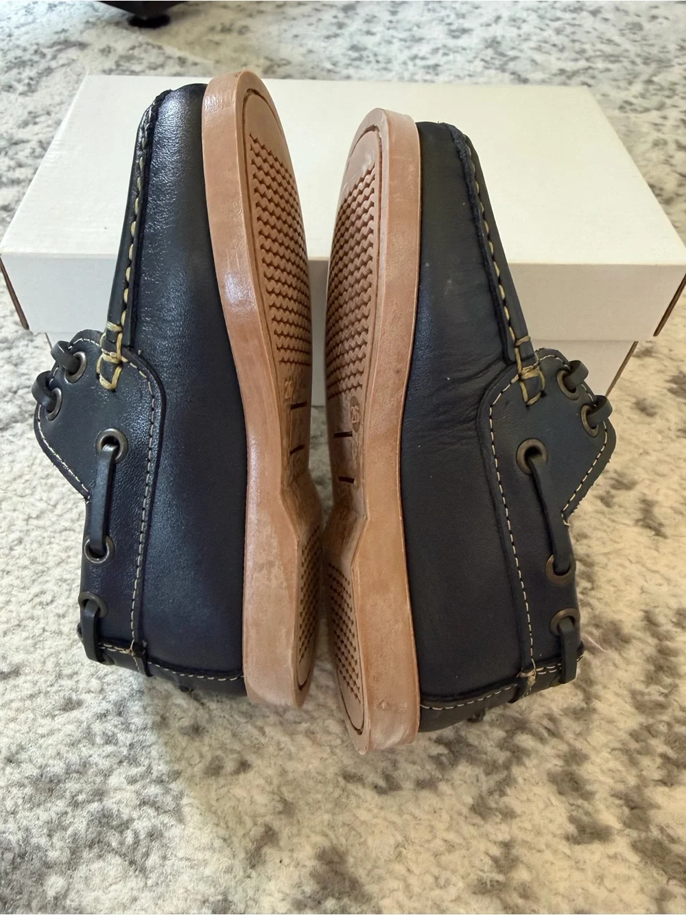 Classic Navy Kids Boat Dress Shoes with Tan Sole
